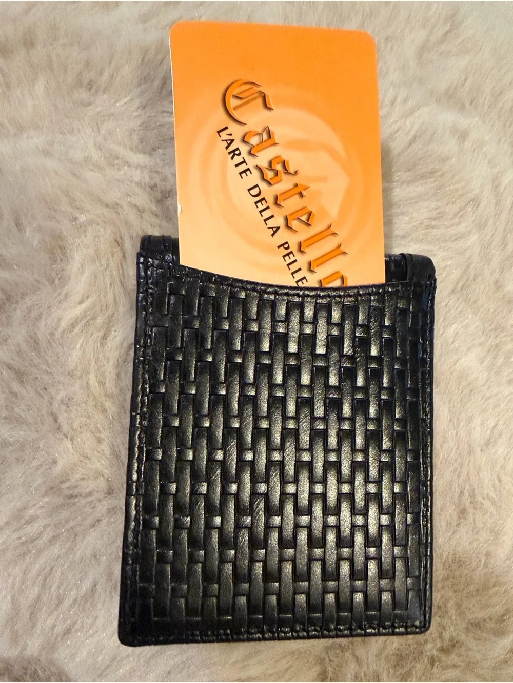 Castello Leather Black Card Sleeve Wallet